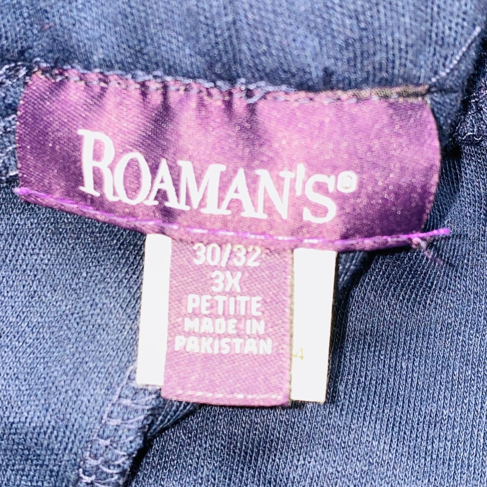 Roamans 3X Petite‎ Navy Blue Elastic Waist Pants Women's Casual Comfort 30/32 - Picture 11 of 14